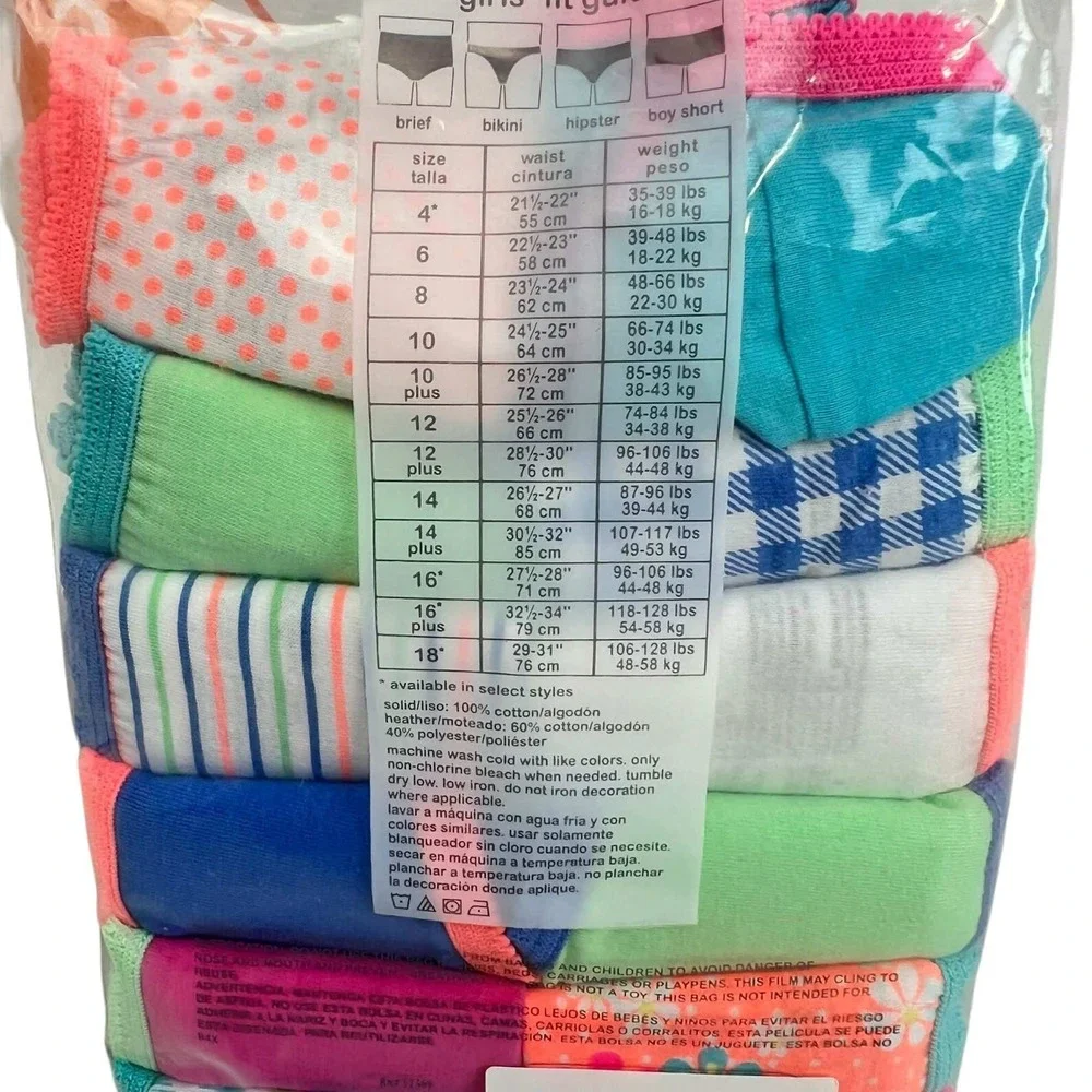 Wonder Nation Girls 14 Pack Hipsters Underwear Size 6 Cotton‎ Colorful Prints